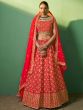Red Bridal Lengha With Sequins Embroidered Work