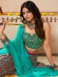 Turquoise Printed Festive Lehenga Choli With Dupatta