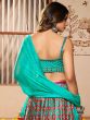 Turquoise Printed Festive Lehenga Choli With Dupatta