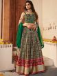 Green Silk Lengha Choli With Printed Work