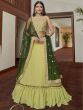 Green Frilled Lehenga Choli With Net Dupatta