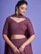 Purple Sequined Lehenga In Georgette With Blouse