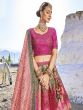Pink Thread Embroidered Banarasi Silk Lehenga Choli