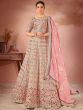 Pink Georgette Bridesmaid Lehenga Choli In Floral Work