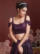 Wine Sequin Augmented Lehenga Choli In Net