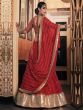 Red Zari Embellished Gerogette Lehenga Choli  