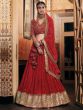 Red Zari Embellished Gerogette Lehenga Choli  