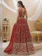 Cherry Red Heavy Embroidered Wedding Lehenga Choli