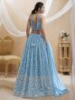 Sky Blue Zari Embroidered Lehanga Choli In Georgette