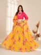 Yellow Floral Printed Lehenga Choli In Organza