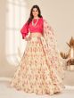 Cream Organza Lehenga With Puffy Blouse