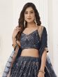 Navy Blue  Net Lehenga Choli Im Sequin Work