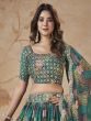 Green Georgette Lehanga Choli With Floral Print