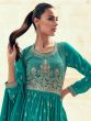 Turquoise Zari Work Embellished Indo Style Lehanga