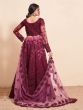 Maroon Floral Embroidered Lehenga Choli In Net