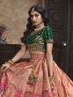 Pastel Peach Wedding Lehenga Choli In Banarasi Silk