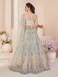 Grey Thread Embellished Net Lehenga With Embroidered Choli