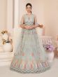 Grey Thread Embellished Net Lehenga With Embroidered Choli