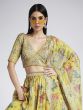 Yellow Floral Print Embellished Lehenga Choli In Organza