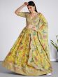 Yellow Floral Print Embellished Lehenga Choli In Organza