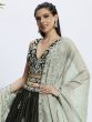 Moss Green Heavy Floral Embroidered Lehenga Choli In Raw Silk