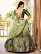 Moss Green Sequins Embellished Lehenga Choli In Chinon Silk