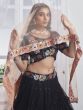 Black Sequined Rose Pattern Embroidered Lehenga Choli In Net