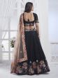 Black Sequined Rose Pattern Embroidered Lehenga Choli In Net