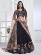 Black Sequined Rose Pattern Embroidered Lehenga Choli In Net