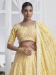 Corn Yellow Zari Embroidered Chiffon Silk Lehenga Choli