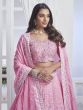 Baby Pink Thread Embroidered Lehenga Choli In Chiffon