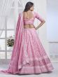 Baby Pink Thread Embroidered Lehenga Choli In Chiffon