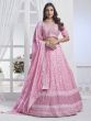 Baby Pink Thread Embroidered Lehenga Choli In Chiffon