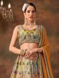 Multicolor Thread Work Enhanced Lehenga Choli In Organza