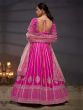 Deep Pink Bridal Lehenga Set In Silk With Embroidered Blouse