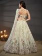 Olive Green Thread Embroidered Wedding Lehenga Choli In Chiffon Silk