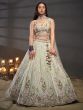Olive Green Thread Embroidered Wedding Lehenga Choli In Chiffon Silk