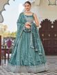 Teal Blue Lehenga Choli In Silk With Zari Work