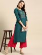 Blue Thread Embroidered Kurti