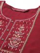 Maroon Embroidered Rayon Kurti