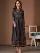 Black Printed Flared Kurti In Cotton