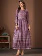 Purple Party Wear Kurti With Embroidery