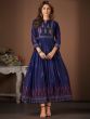 Blue Flared Party Wear Kurti In Cotton