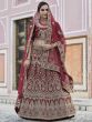 Maroon Colour Velvet Fabric Designer Lehenga Choli.