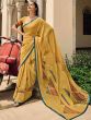 Yellow Printed Georgette Saree With Blouse
