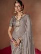 Grey Party Wear Saree In Bandhej With Blouse