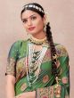 Green Zari Embellished Saree With Blouse In Silk
