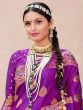 Purple Silk Saree In Zari Pattern With Blouse