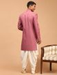 Pink Silk Asymmetric Sherwani With Dhoti