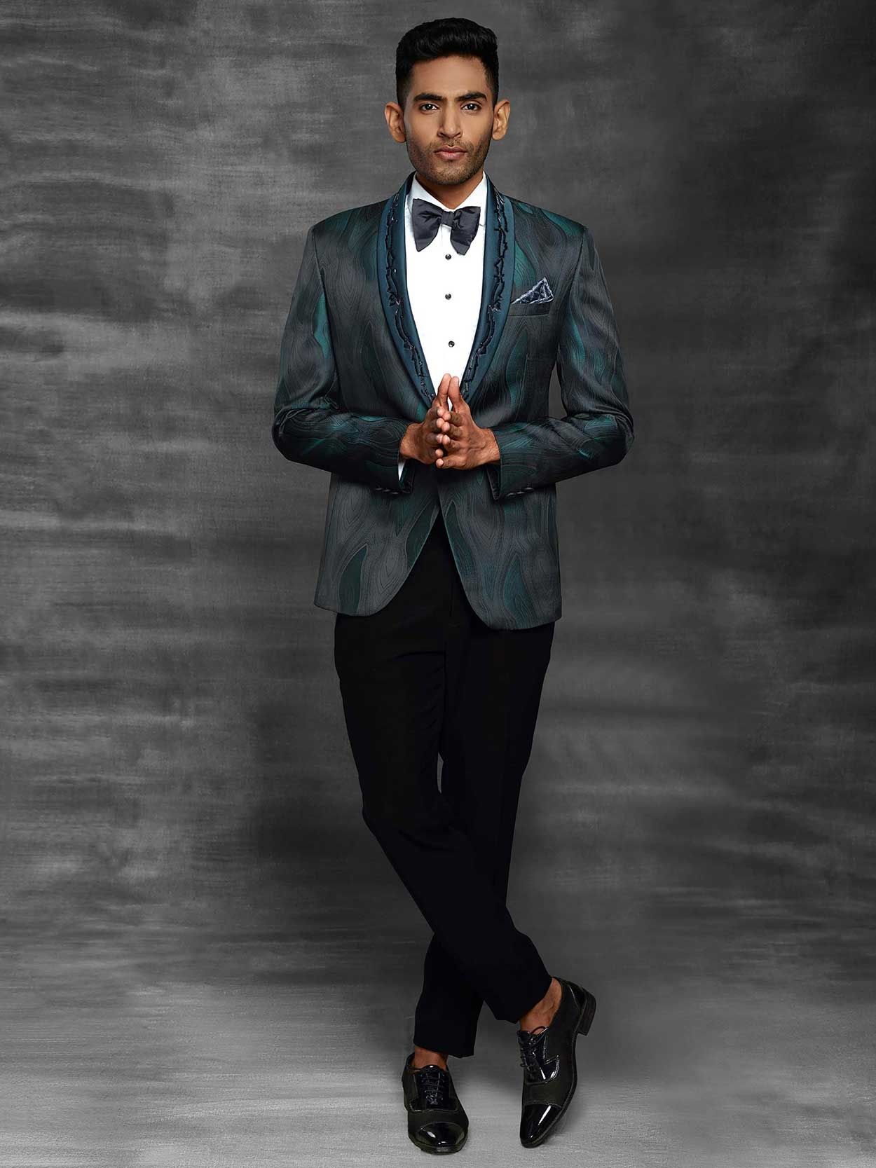 Green Colour Mens Tuxedo Suit in Imported Fabric.